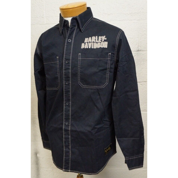 NEW! Harley-Davidson Men's Genuine Classics Eagle LS Woven Shirt, Black, Size M - Picture 3 of 12